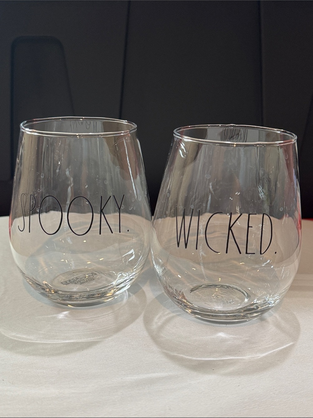 Spooky & Wicked Clear Stemless Wine Glasses - Set of 2